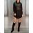 Šaty elegantní košilové s koženkou dámské (S/M ONE SIZE) ITALSKÁ MÓDA IMWD212205