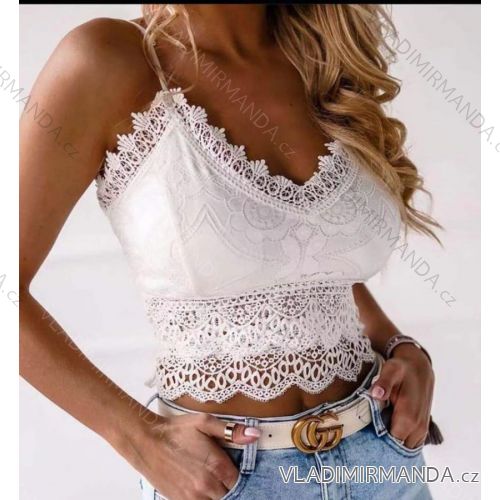 Top na ramínka letní s krajkou dámský (S/M ONE SIZE) ITALSKÁ MÓDA IMM21502