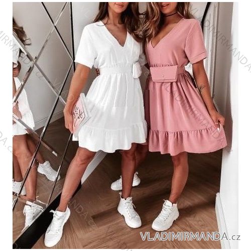 Šaty elegantní s peněženkou krátký rukáv dámské (S/M ONE SIZE) ITALSKÁ MÓDA IMWK21B19989