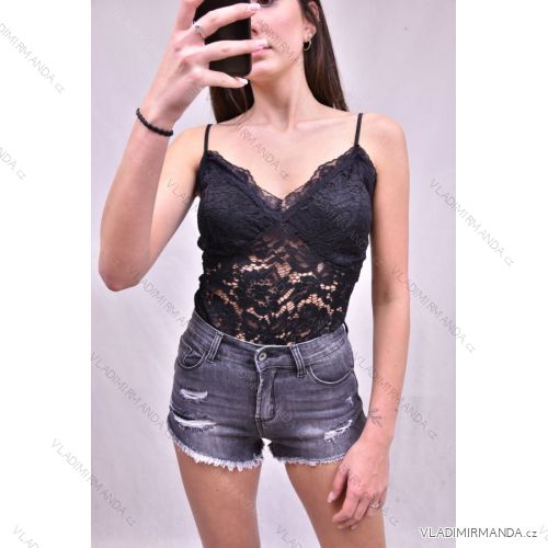 Body elegantné čipkované na ramienka dámske (S / M ONE SIZE) TALIANSKÁ MÓDA IMWD211213/DR