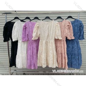 Šaty čipkované bavlnené krátky rukáv dámske (S / M ONE SIZE) TALIANSKÁ MÓDA IMWD212356