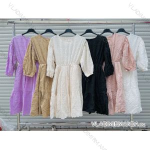 Šaty čipkované bavlnené dlhý rukáv dámske (S / M ONE SIZE) TALIANSKÁ MÓDA IMWD212357
