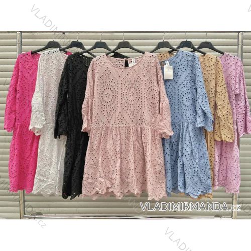 Šaty čipkované bavlnené dlhý rukáv dámske (S / M ONE SIZE) TALIANSKÁ MÓDA IMWD212358