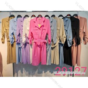 Šaty košeľové s opaskom dlhý rukáv dámske (S / M ONE SIZE) TALIANSKÁ MÓDA IM92129127