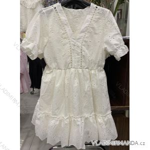 Šaty čipkované bavlnené krátky rukáv dámske (S / M ONE SIZE) TALIANSKÁ MÓDA IMWD212426
