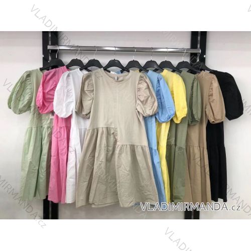 Šaty elegantné krátky rukáv dámske (S / M ONE SIZE) TALIANSKÁ MÓDA IM921159