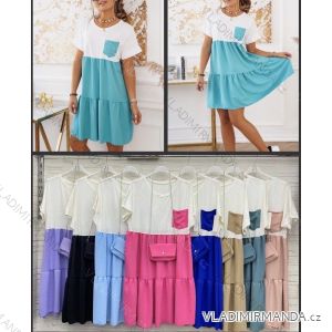 Šaty elegantný s kabelkou krátky rukáv dámske (S / M ONE SIZE) TALIANSKÁ MÓDA IM921193