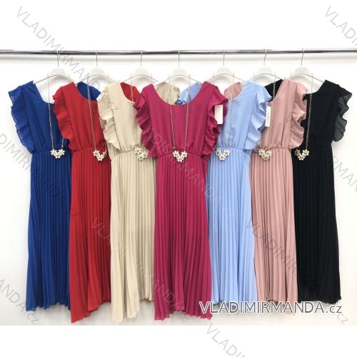 Šaty dlhé elegantný bez rukávov s príveskom dámske (S / M ONE SIZE) TALIANSKÁ MÓDA IMWD212462