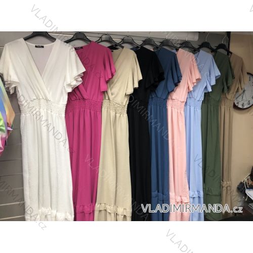 Šaty dlhé letné krátky rukáv dámske (S / M ONE SIZE) TALIANSKÁ MÓDA IMWD212463