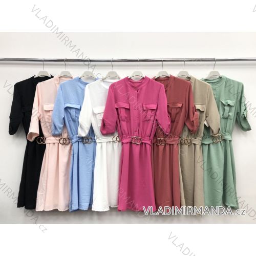 Šaty elegantné košeľové dlhý rukáv dámske (S / M ONE SIZE) TALIANSKÁ MÓDA IMWD212482