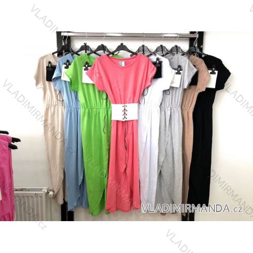 Šaty dlhé letné krátky rukáv dámske (S / M ONE SIZE) TALIANSKÁ MÓDA IMR21280