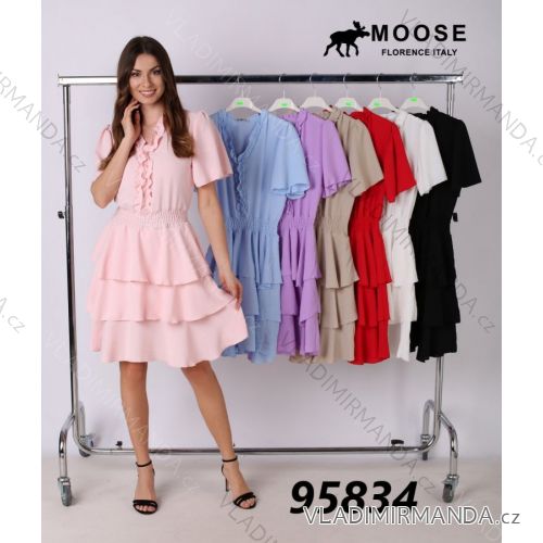 Šaty letné krátky rukáv dámske (S / M ONE SIZE) TALIANSKÁ MÓDA IMR21295834