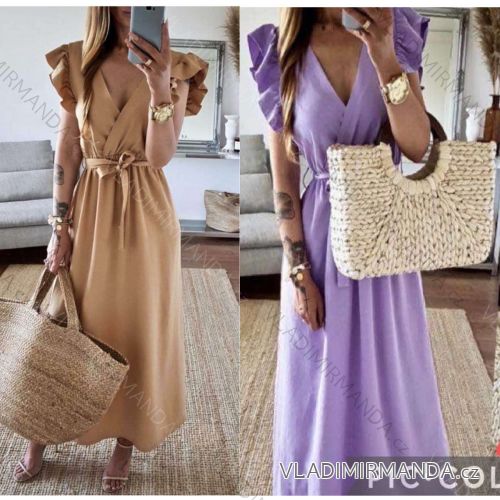 Šaty dlhé letné krátky rukáv dámske (S / M ONE SIZE) TALIANSKÁ MÓDA IMWL21102