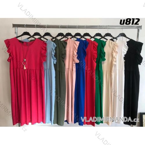 Šaty elegantné krátky rukáv dámske (S / M ONE SIZE) TALIANSKA MODA IMM21u812