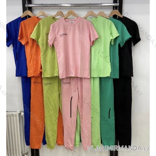 Súprava letné tričko krátky rukáv a tepláky dámska (S / M ONE SIZE) TALIANSKÁ MÓDA IMR21310