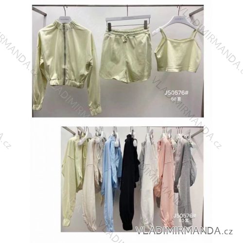 Súprava letná mikina, top a kraťasy dámska (S / M ONE SIZE) TALIANSKÁ MÓDA IMWD212598