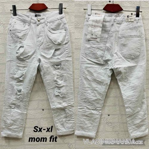 Nohavice riflové jeans 3/4 krátke trhané dámske (XS-XL) M.SARA MRS213711