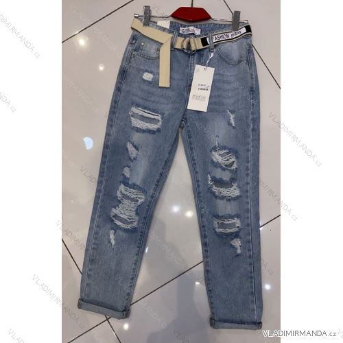 Nohavice rifle jeans s opaskom dlhé trhané dámske (XS-XL) M.SARA MRS213718