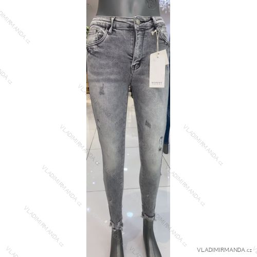 Nohavice rifle jeans s vysokým pásom dlhé trhané dámske (XS-XL) M.SARA MRS213726