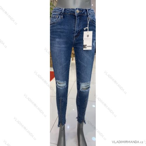 Nohavice rifle jeans s vysokým pásom dlhé trhané dámske (XS-XL) M.SARA MRS213727