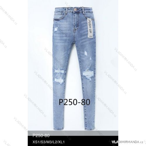 Nohavice rifle jeans push up s vysokým pásom dlhé trhané dámske (XS-XL) LAURIA LAU21P250-80