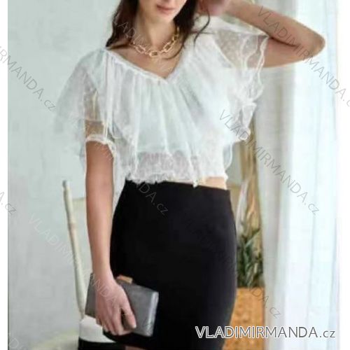 Top tričko elegantný krátky rukáv dámsky (S / M ONE SIZE) TALIANSKÁ MÓDA IMWD212770