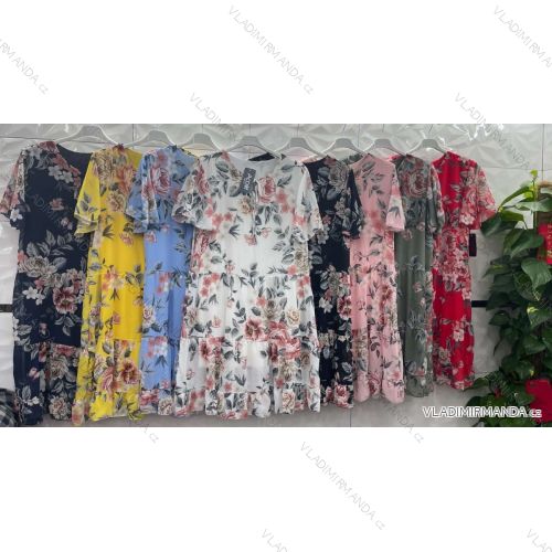 Šaty letné krátky rukáv kvetované dámske (S / M ONE SIZE) TALIANSKÁ MÓDA IMWD212773