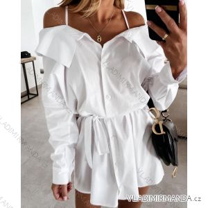 Šaty elegantné košeľové carmen bavlnené dámske (S / M ONE SIZE) TALIANSKÁ MÓDA IMWK21EB21838