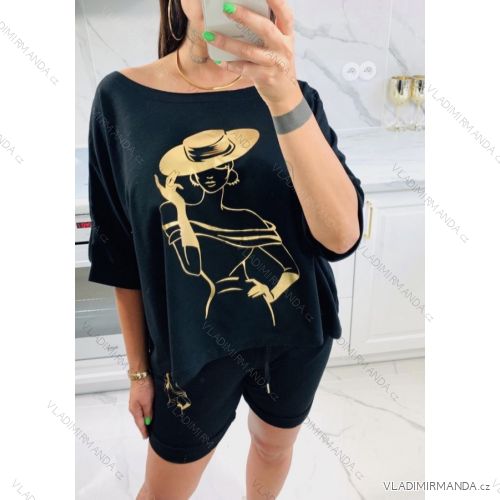 Souprava tričko a kraťasy dámská (S/M ONE SIZE) ITALSKÁ MÓDA IMWK21380