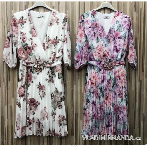 Šaty elegantné 3/4 dlhý rukáv dámske (S / M ONE SIZE) TALIANSKÁ MÓDA IMWP21164