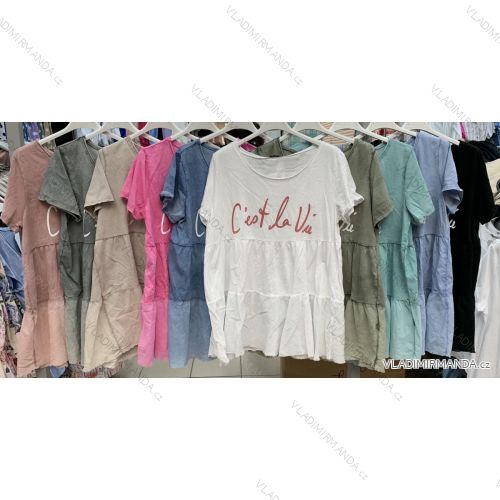 Tričko bavlnené krátky rukáv dámske (S / M / L ONE SIZE) TALIANSKÁ MÓDA IMWP21167