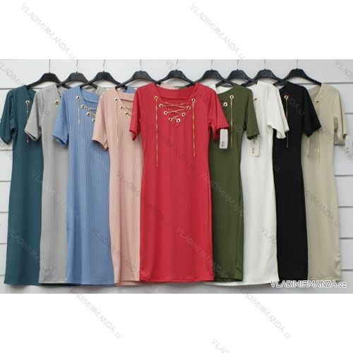 Šaty letné krátky rukáv dámske (S / M ONE SIZE) TALIANSKÁ MÓDA IMWA21224