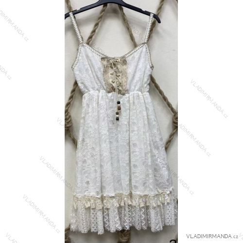 Šaty krajkové na ramienkach dámske (S / M ONE SIZE) TALIANSKÁ MÓDA IMWB21033