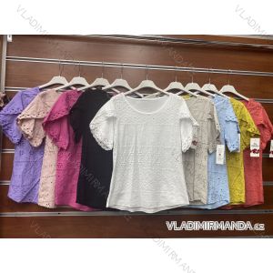 Tričko čipkované krátky rukáv dámske (S / M ONE SIZE) TALIANSKÁ MÓDA IMWB21059