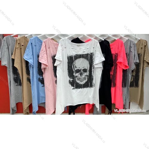 Tričko oversize krátky rukáv dámske (S / M ONE SIZE) TALIANSKÁ MÓDA IMWG21104