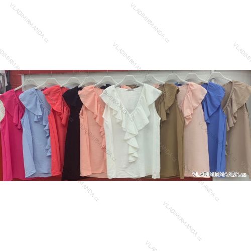 Tričko / Blúzka elegantný bez rukávov dámske (S / M ONE SIZE) TALIANSKÁ MÓDA IMWG21109
