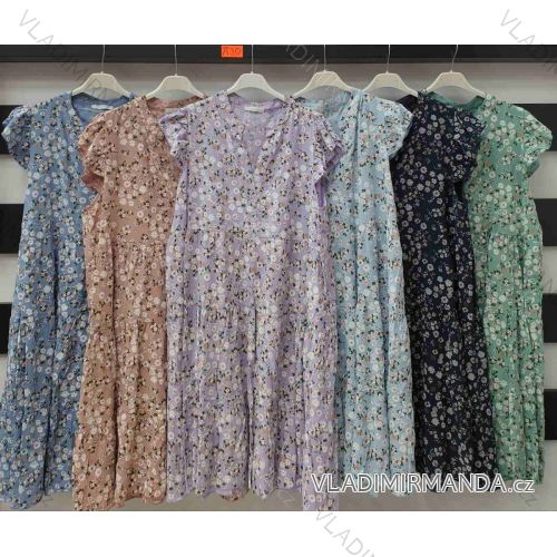 Šaty letné krátky rukáv kvetované dámske (S / M ONE SIZE) TALIANSKÁ MÓDA IMWA21285