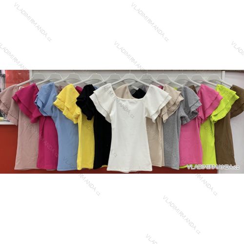 Tričko elegantné krátky rukáv dámske (S / M ONE SIZE) TALIANSKÁ MÓDA IMWG21116