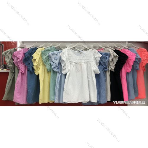 Tričko čipkované krátky rukáv dámske (S / M ONE SIZE) TALIANSKÁ MÓDA IMWG21124