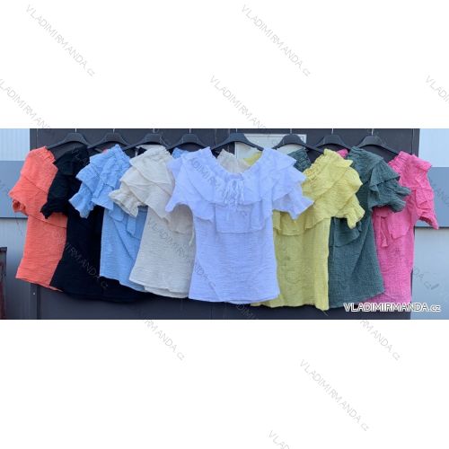 Blúzka bavlnená krátky rukáv dámska (S / M ONE SIZE) TALIANSKÁ MÓDA IMWD212937