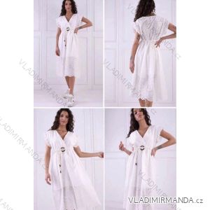 Šaty čipkované bavlnené krátky rukáv dámske (S / M ONE SIZE) TALIANSKÁ MÓDA IMWD212963
