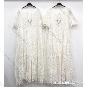 Šaty dlhé čipkované bavlnené krátky rukáv dámske (S / M ONE SIZE) TALIANSKÁ MÓDA IMWD212966
