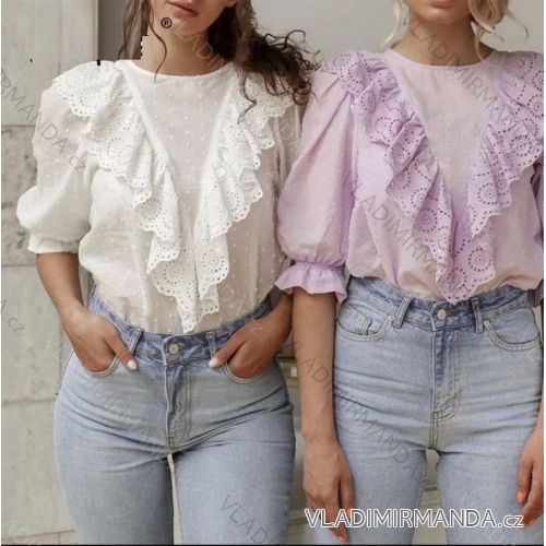 Tričko čipkované 3/4 krátky rukáv dámske (S / M ONE SIZE) TALIANSKÁ MÓDA IMWD212974