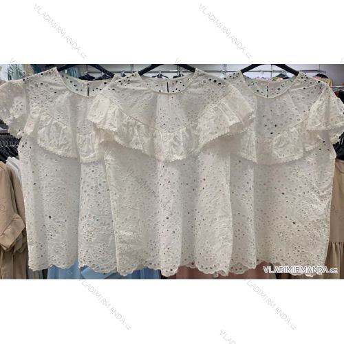 Tričko čipkované krátky rukáv dámske (S / M ONE SIZE) TALIANSKÁ MÓDA IMWD212973