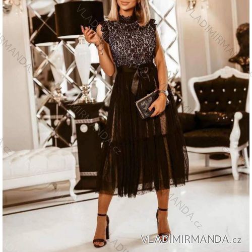 Šaty elegantné čipkové bez rukávov dámske (S / M ONE SIZE) TALIANSKÁ MÓDA IMWD212834