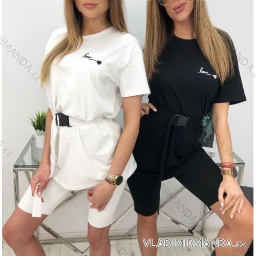 Súprava letné tričko krátky rukáv a kraťasy dámska (S / M ONE SIZE) TALIANSKÁ MÓDA IMWD212847