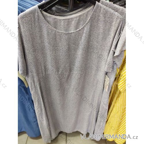 Šaty krátky rukáv prúžok dámske (L / XL ONE SIZE) TALIANSKÁ MÓDA IM721054