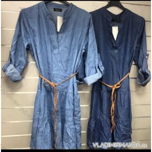Šaty košeľové s pásikom letnou dlhé krátky rukáv dámske (S / M ONE SIZE) TALIANSKÁ MÓDA IMWD212892