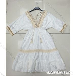 Šaty čipkované bavlnené krátky rukáv dámske (S / M ONE SIZE) TALIANSKÁ MÓDA IMWD213140