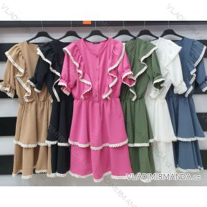 Šaty letné košeľové krátky rukáv dámske (S / M ONE SIZE) TALIANSKÁ MÓDA IMWA21334